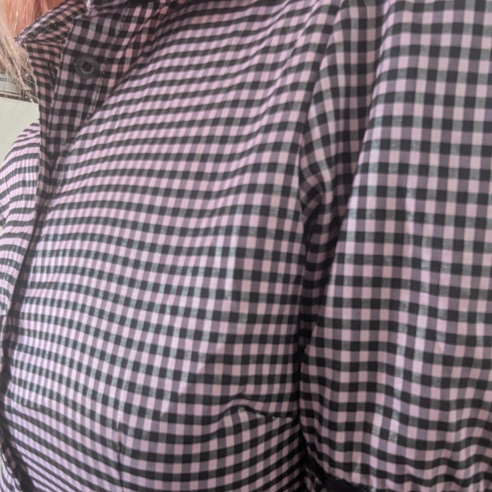 Bettie Page Pink and Black Gingham Button-Up Blouse